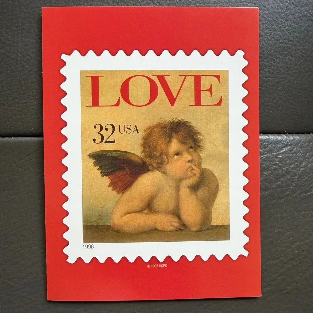 Vtg USPS Love Stamp Greeting Cards LOT of 11 USA Made Cherub Rose Puppy Bouquet